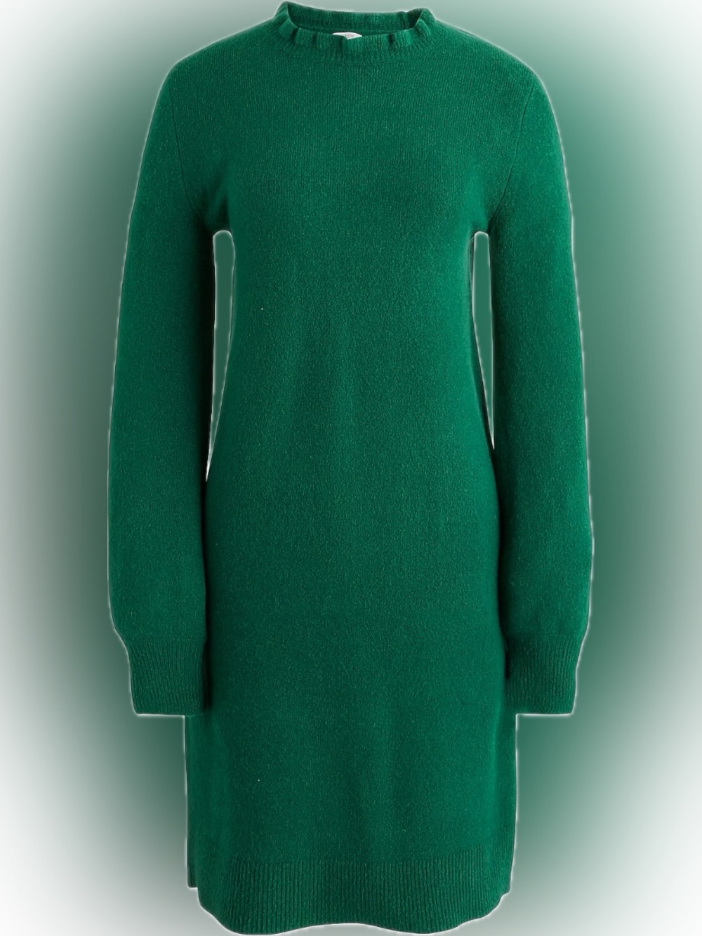 Ruffleneck sweater-dress in extra-soft yarn